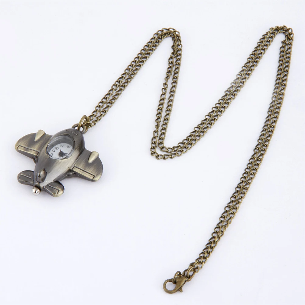 

Retro Aircraft Pocket Watch Vintage Creative Decorative Airplane Shape Watches for Necklace Bracelet Keychain Sweater Chain DIY