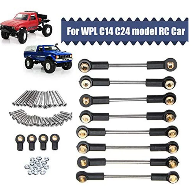 FBIL-4X Upgrade Replacement Part Metal Suspension Toe Link Tie Rod Set For WPL 1/16 C14 C24 RC Car Parts