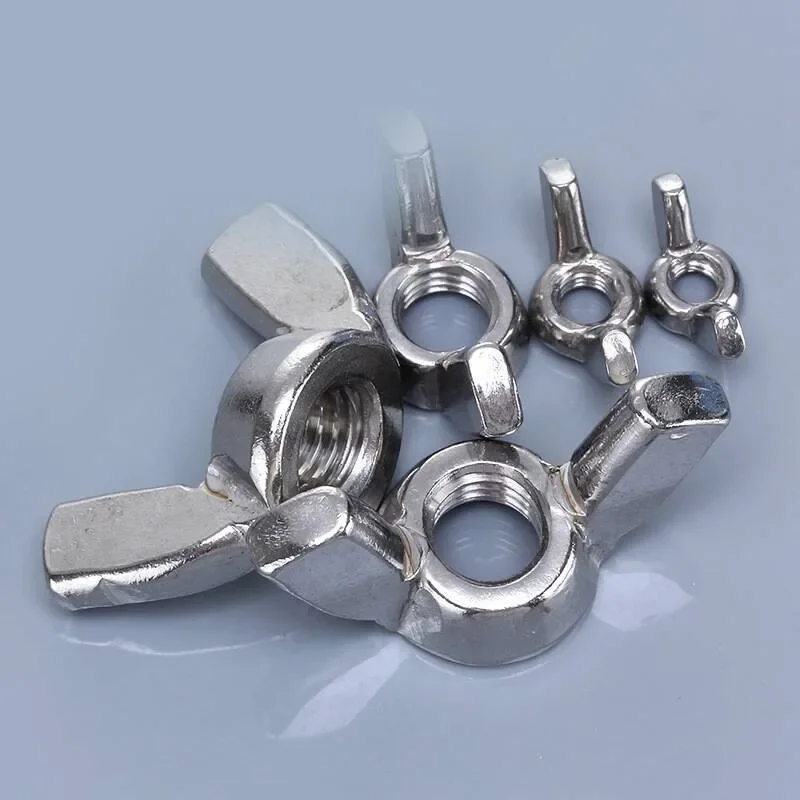 100pcs Wing Nut Assortment kit  Stainless Steel Butterfly Screw Cap Hand Nut Locking Wingnuts Fastener Tool M3M4M5M6M8M10M12