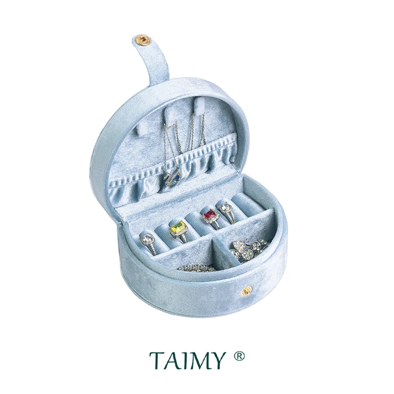 TAIMY Velvet Jewelry Box Semicircle Portable Travel Ring Earring Necklace Storage Box Personalized Gift Box Jewelry Organizer