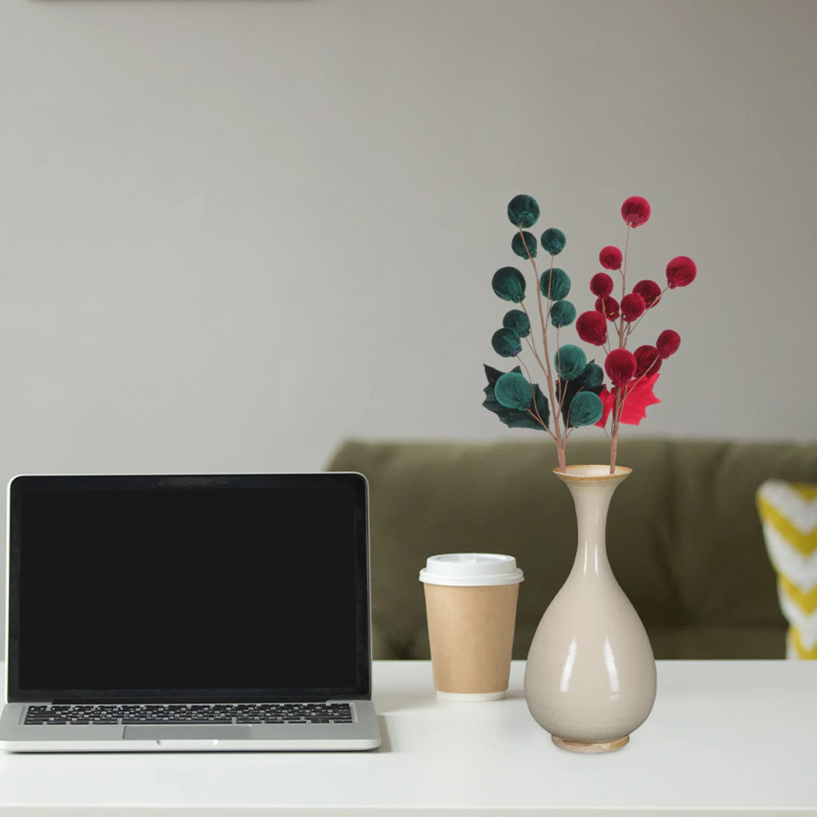 

2Pcs Christmas Decorations - Red Berry Stems and Faux Greenery Branches for DIY Garland Wreath Craft Holiday Vase Filler Indoor