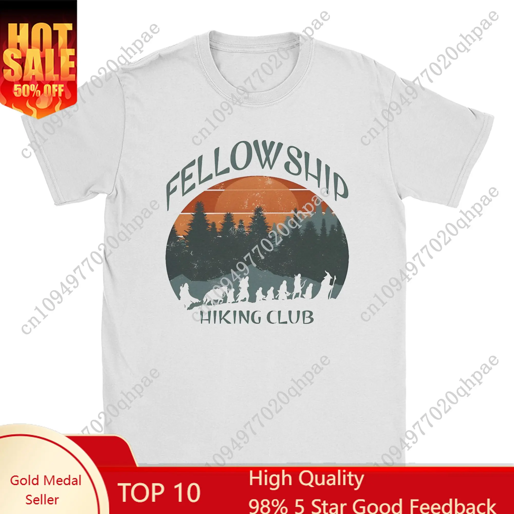 

L-Lords Of The R-Rings Fellowship Hiking Club T Shirt Men 100% Cotton Vintage T-Shirts Round Neck Tee Shirt Short Sleeve merch