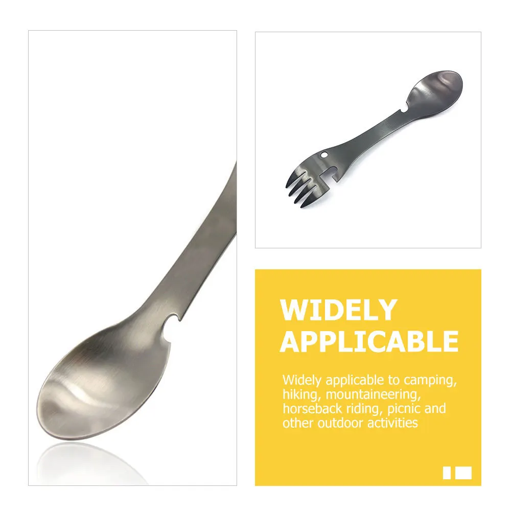 

4pcs Stainless Steel Spork Outdoor Cutlery Multi-Purpose Fork Bottle Opener Portable Camping Tableware Picnic Utensils Travel