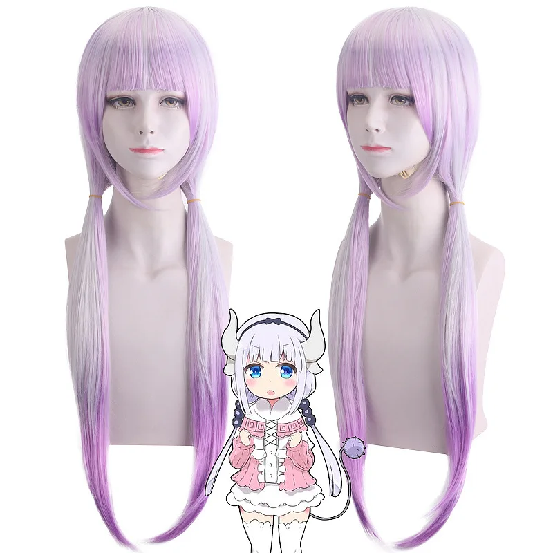 Peluca sintética de anime para disfraz de cosplay, cola de caballo larga para festivales y fiestas (inspirada en Kana), estilo Fafnir Tohru Lucoa