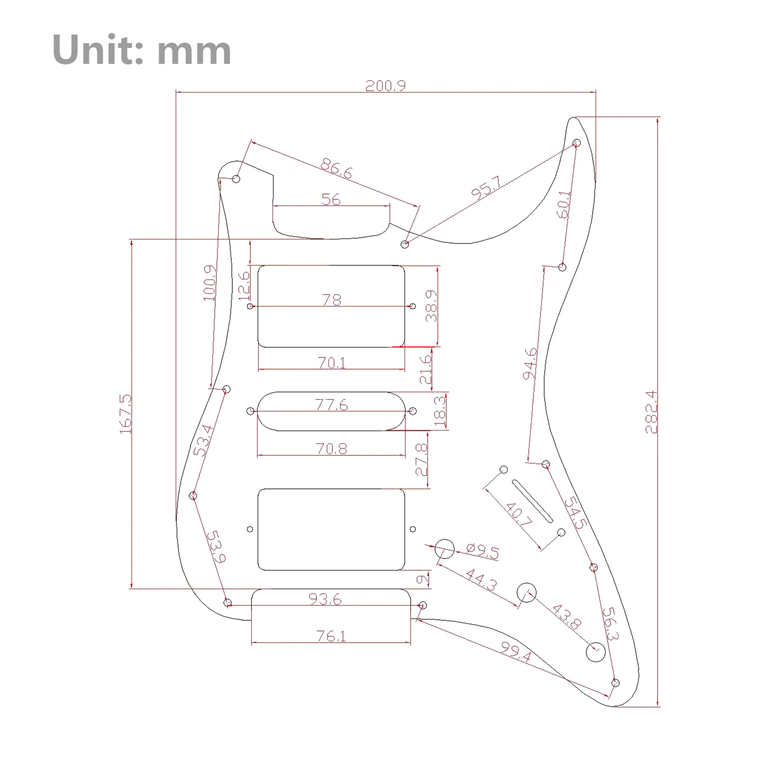 HSH Prewired Loaded ST Pickguard Set  Alnico 5 Humbucker Pickups Multi Switch Harnesses,For ST Guitar