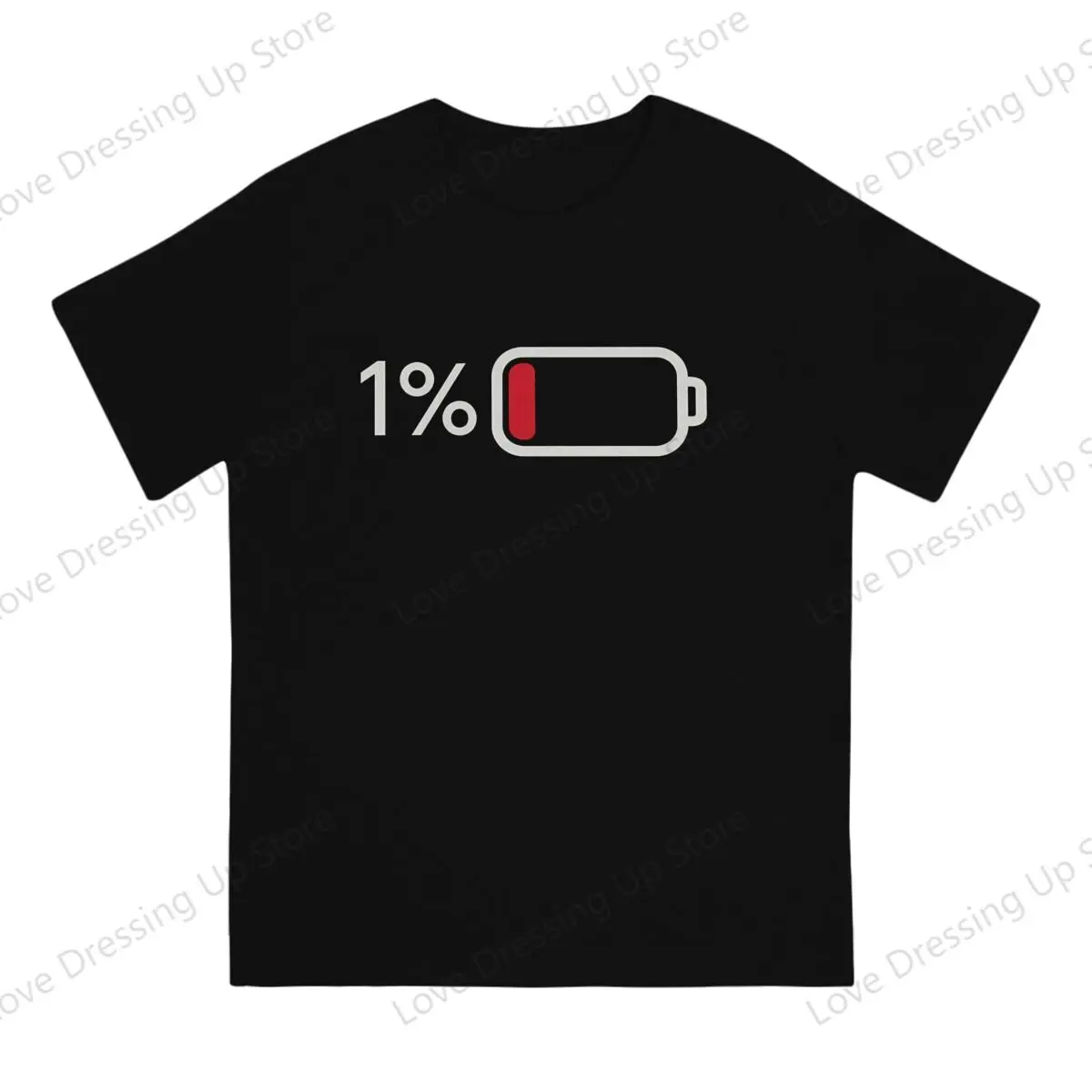 Low battery Large printed cotton men's Tshirt Short Sleeve Tshirts  Funny Tops