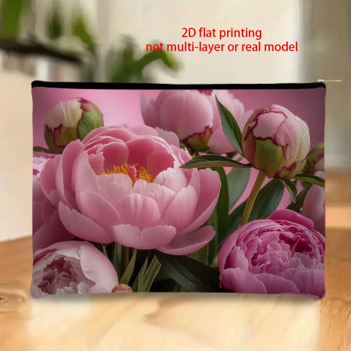 1 Piece Pink Peony Flower Close-Up Design Makeup Bag - Multifunctional Zipper Pouch for Women, Perfect Travel Zipper Storage Bag, Fun Birthday Gift
