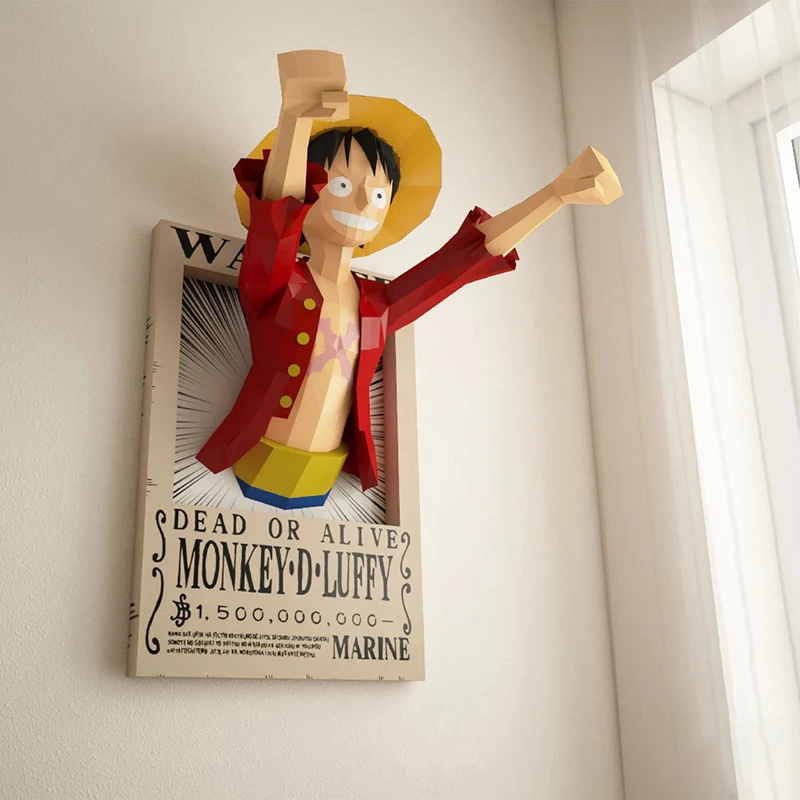 1-meter-high One Piece Road Flying Luffy Anime Surrounding Large Paper Model Wall 3D Wall Decoration Handmade Paper Art