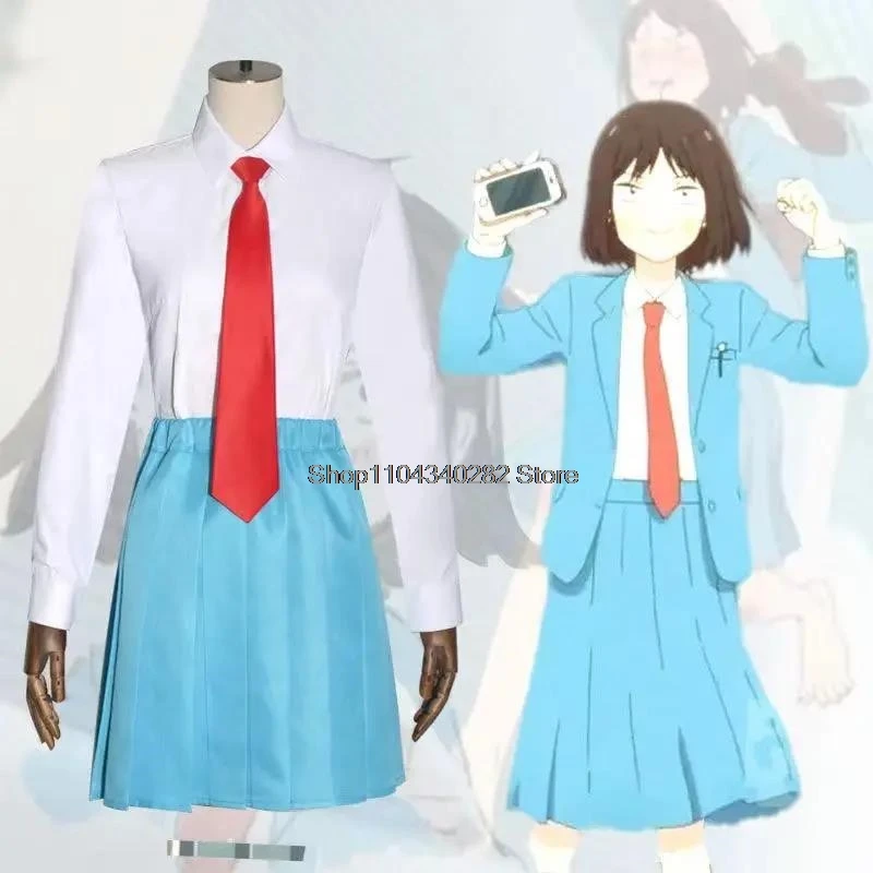 Anime Cosplay Mitsumi Iwakura Shima Sousuke Cosplay Costume Wig Skip and Loafer Cosplay Blue School Uniform Skirt Tie Pants Suit