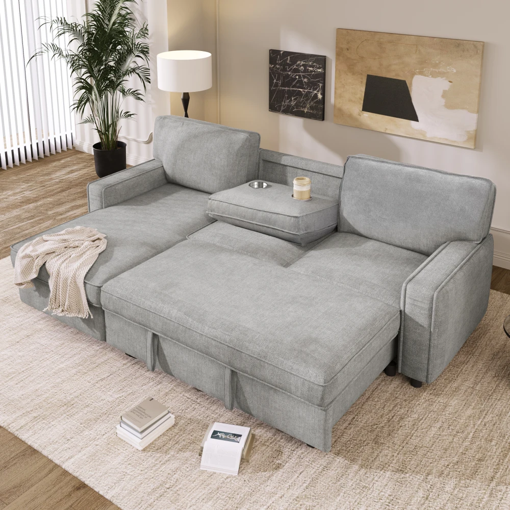 

U_STYLE Модульный диван-кровать с обивкой, местом для хранения, USB-портом, 2 подстаканниками на подушках спинки (аналогичный товар; WY000335AAE)