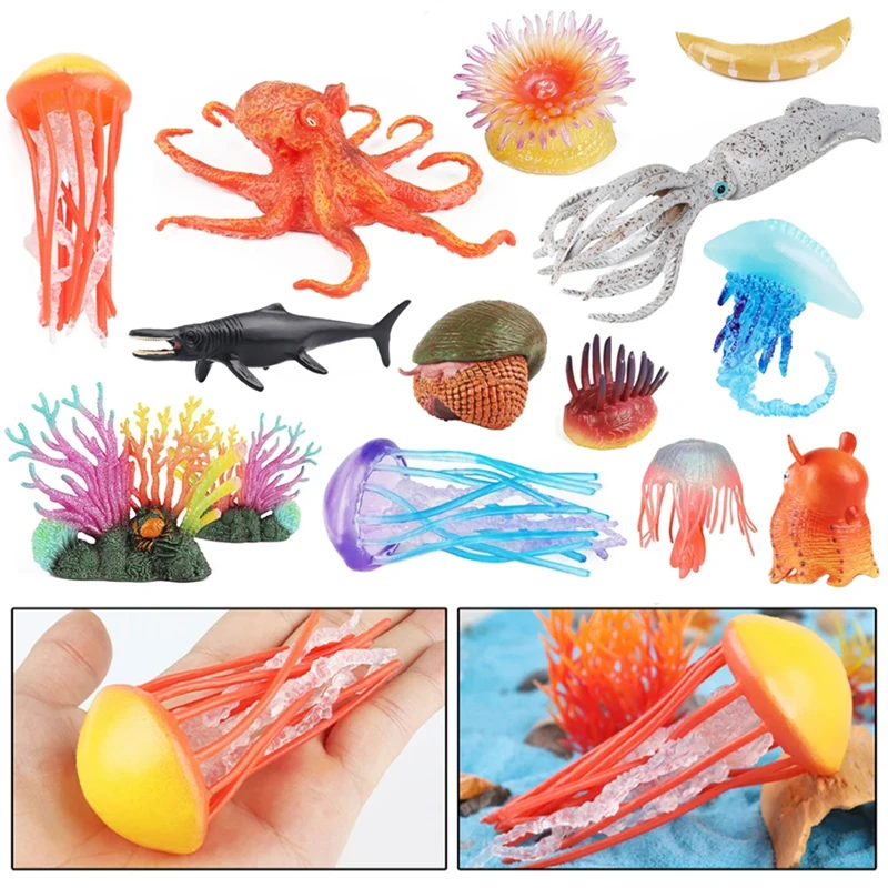 Montessori Marine Sea Life meduse Octopus figurine figure animali della creatura vulcanica modelli giocattolo educativo per regalo per bambini