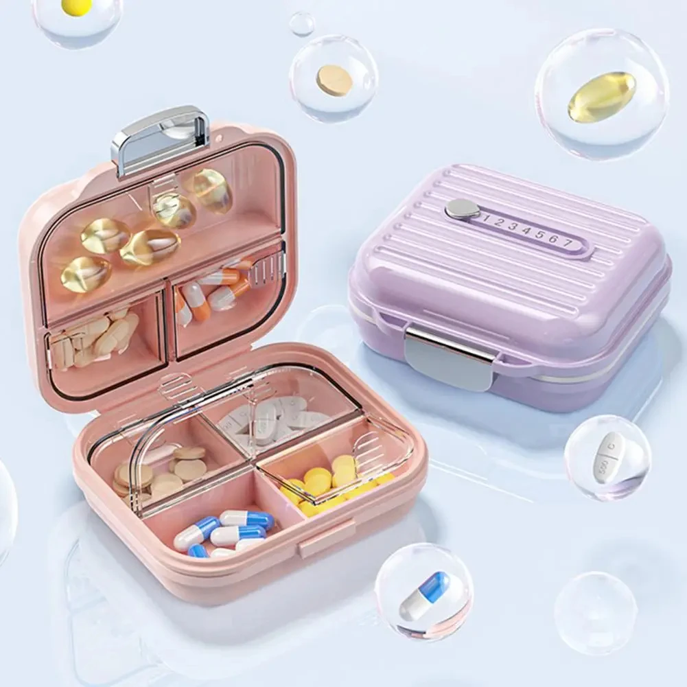 Pill Storage Box Medicine Storage Box Compact Weekly Pill Box with Lock Design Suitable for Outdoor Travel Multi-purpose