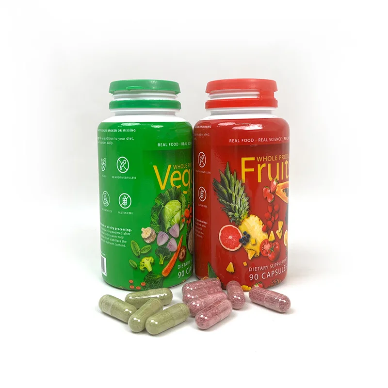 2 Bottles Natural Fruit And Vegetable Capsule Set Vitamin Supplement Filled With Vitamins And Minerals 90 Count