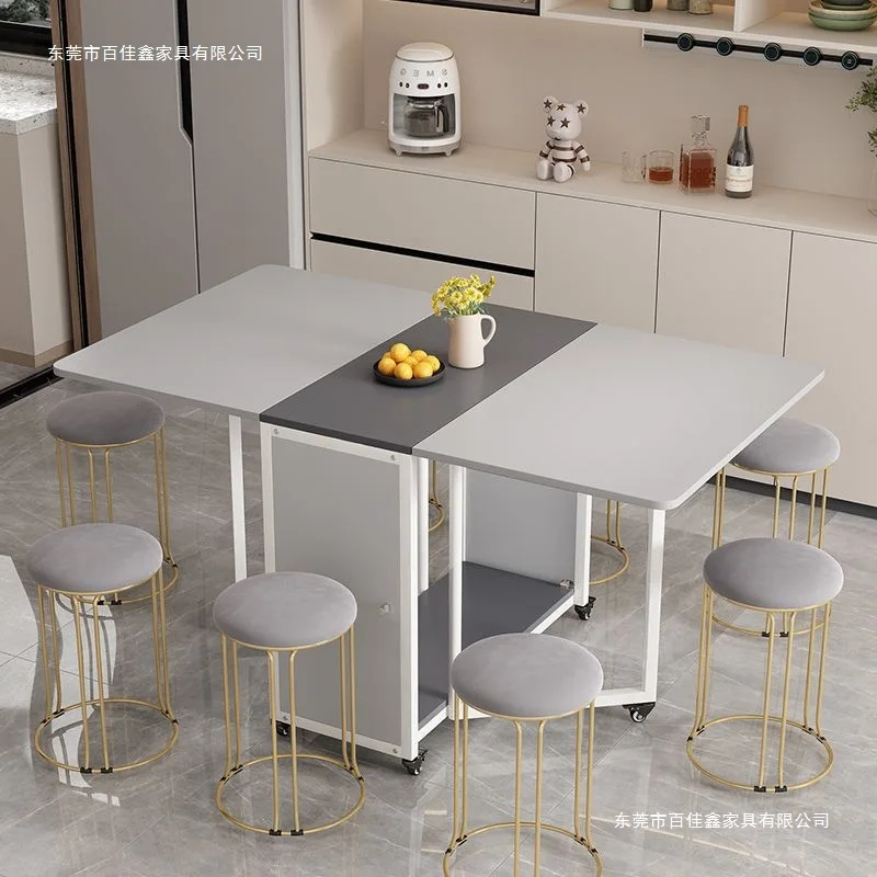 Folding dining combination Modern simple small apartment dining Movable dining Household rectangular