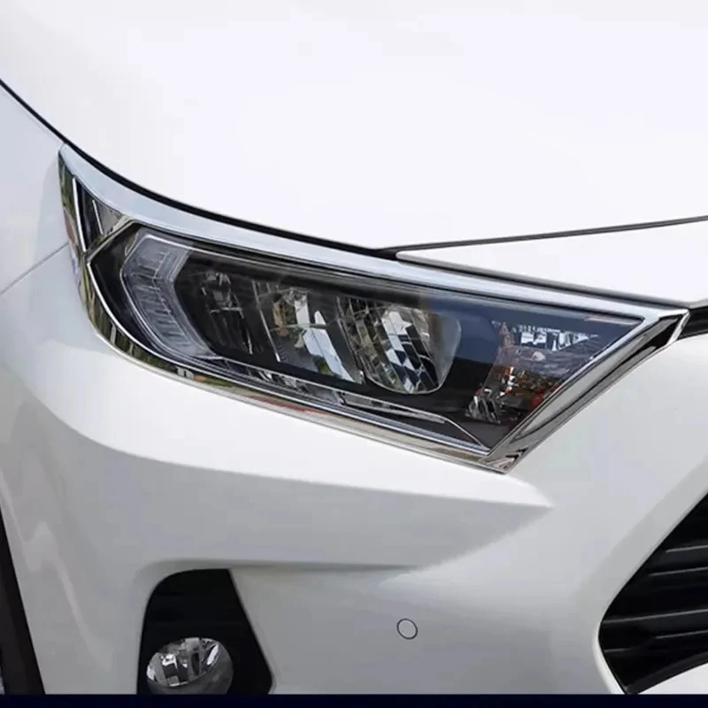 ABS Chrome Car Front Headlights Lamp Cover Trims Stickers Auto Accessories For Toyota RAV4 2019 2020 2021 2022 2023