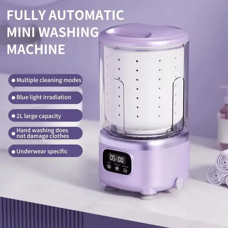 2L Wireless Mini Charging Washing Machine Single Load For Underwear Socks Pet Clothes Portable Compact Laundry Appliance