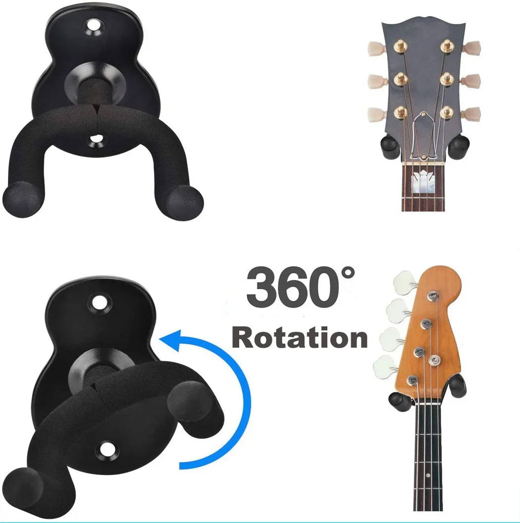 Guitar Wall Mount Hanger Hook Acoustic Electric Bass Guitar Wall Hook Hanger Black Metal Holder Hanger