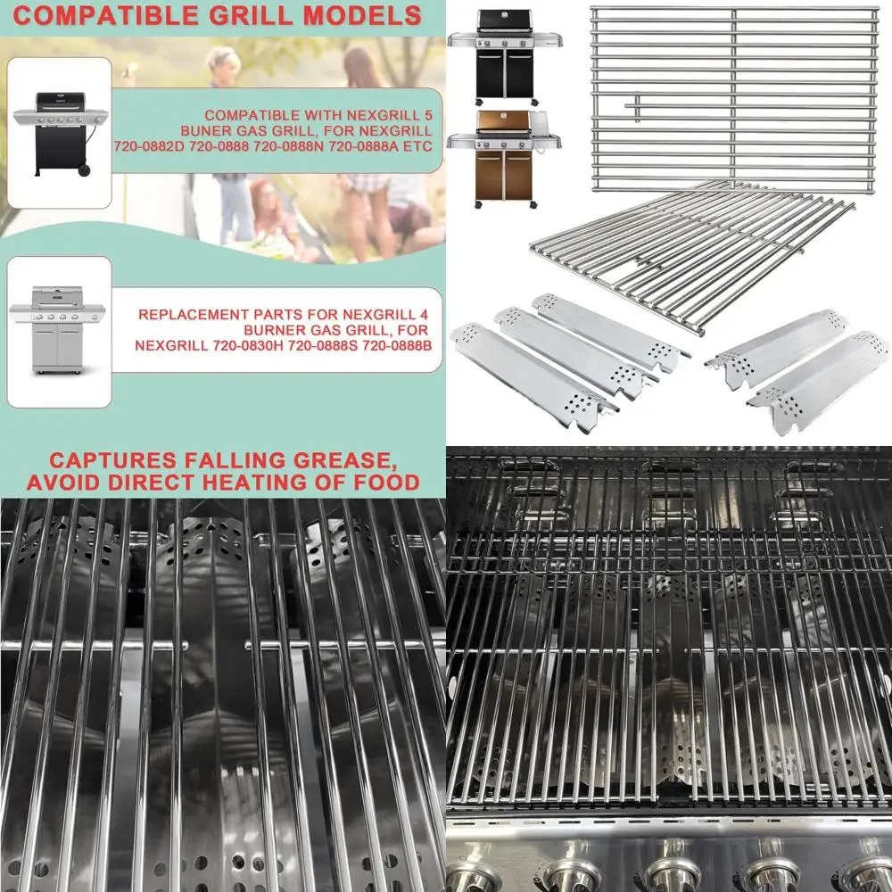 

Запасные части для газовых грилей с 5 конфорками - решетки для приготовления пищи и нагревательные пластины для грилей из нержавеющей стали с 4 конфорками