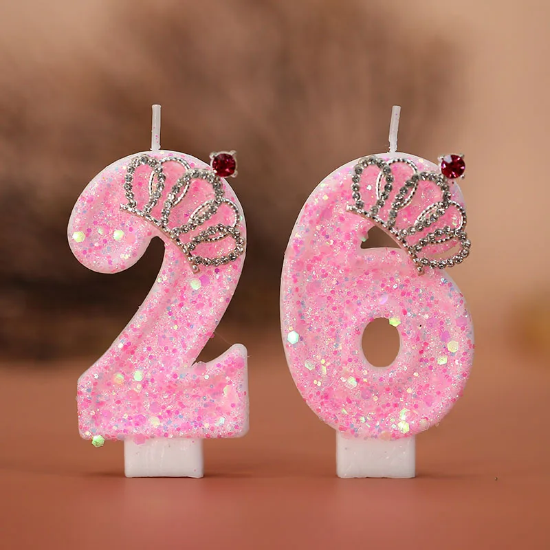 1 Stück rosa digitale Krone Geburtstagskerze Kuchendekoration kreative Kerze