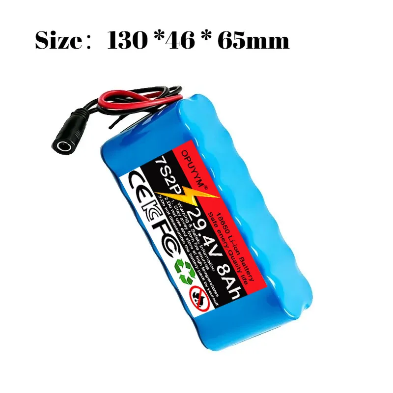 18650 Lithium Battery Pack 7S2P 29.4V 8000mAh Built-in BMS System Rechargeable Battery for Electric Handling Tools and Scooters