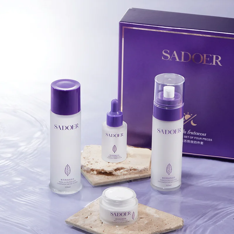 Perilla Overnight Four-Piece Set for Hydrating, Moisturizing, and Nourishing Skin Care, Improving Dullness and Smoothing Skin Texture. Skincare Product Set That Moisturizes, Softens, and Cares for Beautiful Skin, Improving Dry, Rough, and Dull Skin Texture, Locking in Moisture and Providing Extra Protection, for Youthful and Radiant Skin. Facial Care Set