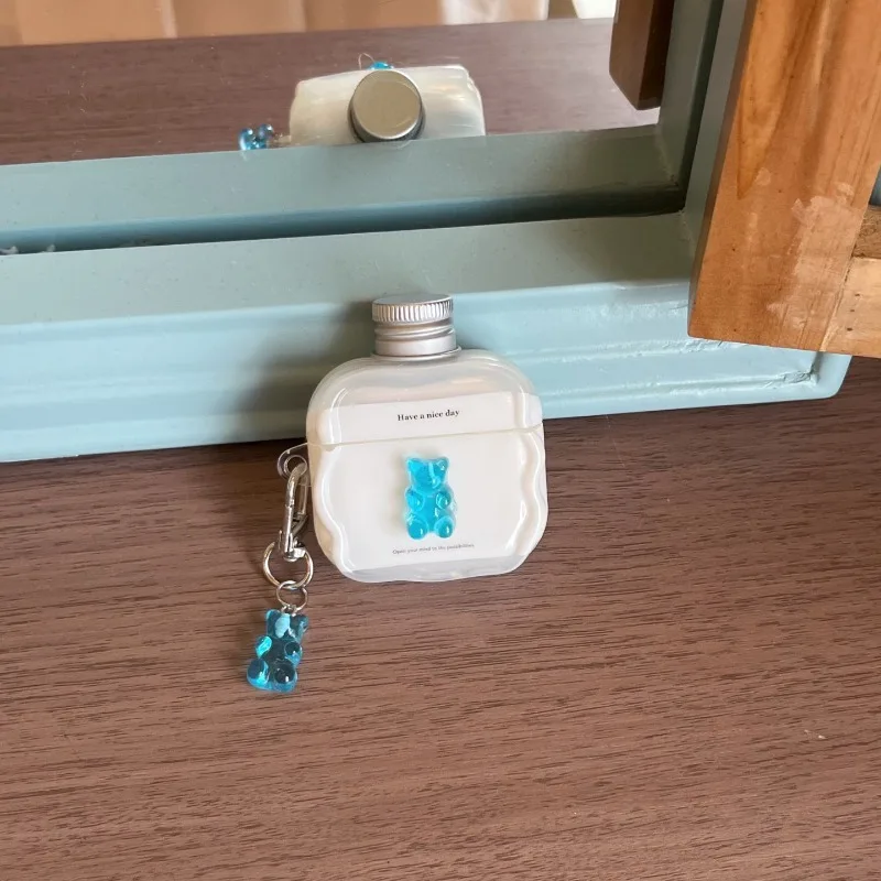 For AirPods Pro 2 4  3/2/1 Pro 3 2025 Fun Colored Gummy Bear IMD Headphone Case Shell Anti-drop Protective Sleeve with Pendant