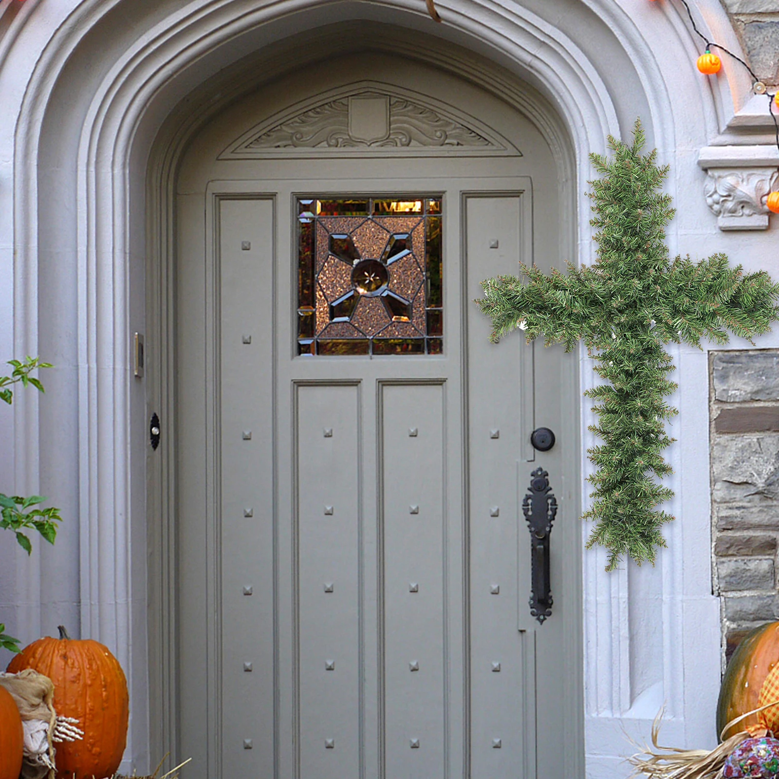 

2pcs Garland Hoop Iron Wreath Frame Cross Shaped Rack Metal Hanging DIY Flower Decorative Easter Christmas Halloween Supplies