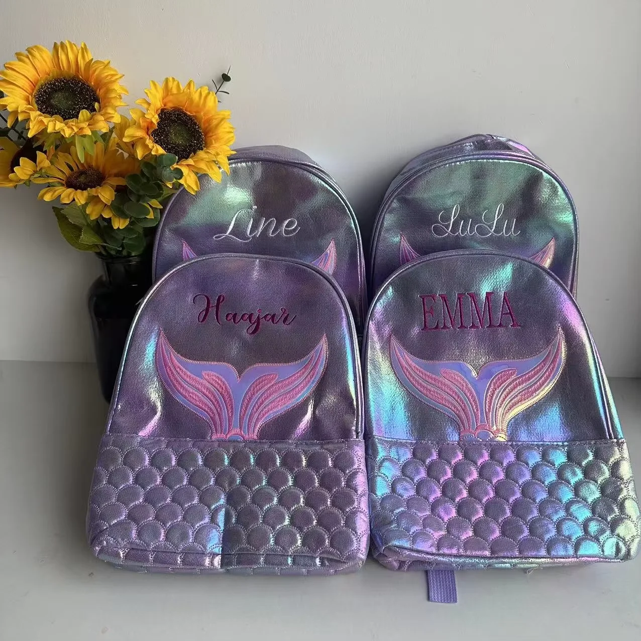 

Custom Embroidered Name Baby Girl's Mermaid Backpack Kindergarten Schoolbag Personalized Children's Birthday Gift Backpacks