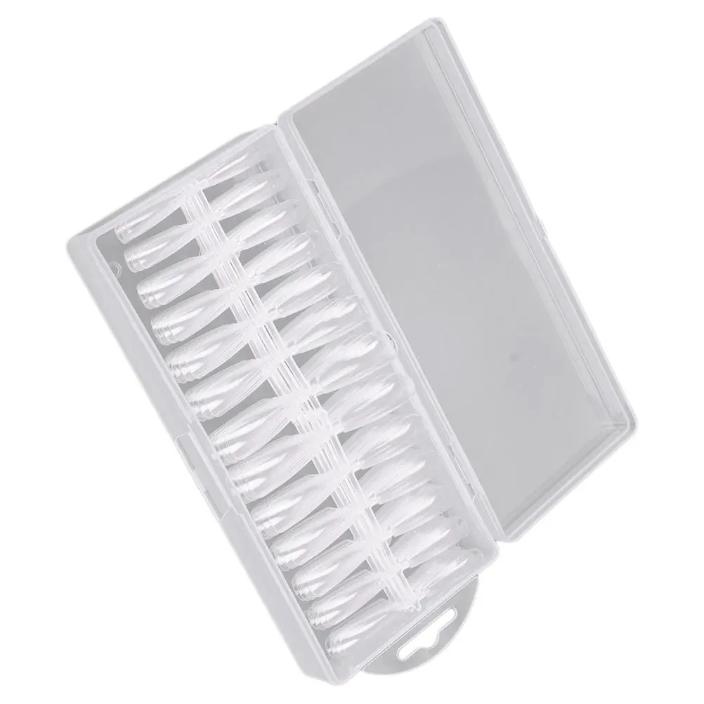 1 مجموعة شفافة مسمار نصائح لون البشرة طويلة الباليه شبه منحرف الأظافر كاذبة للنساء أظافر صناعية عمليات تجميل الأظافر مسمار الفن #2