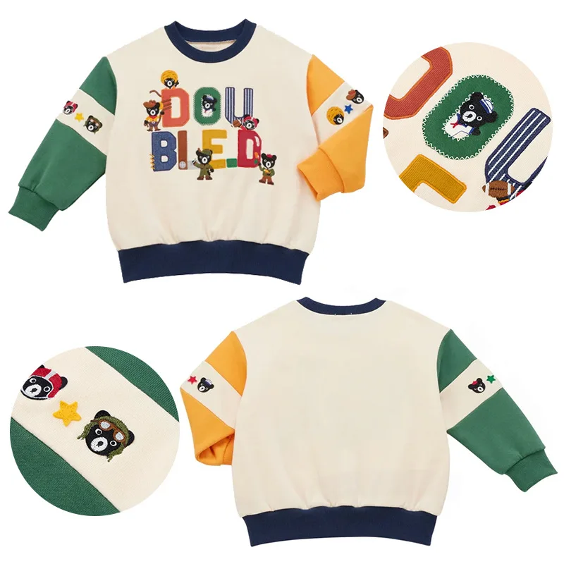 

Autumn and Winter Boys' Cartoon Black Bear Letter Embroidered Sweatshirt Cute and Stylish Baby Top