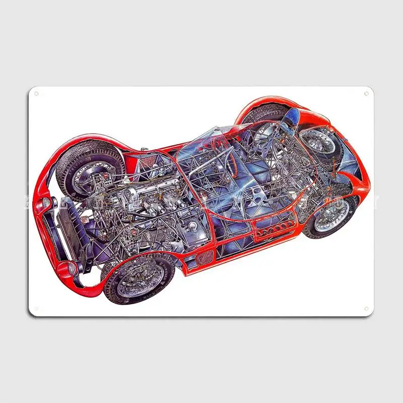 1959 Maserati Tipo 61 Car Metal Sign Wall Decor Customize Wall Cave Living Room Tin Sign Posters