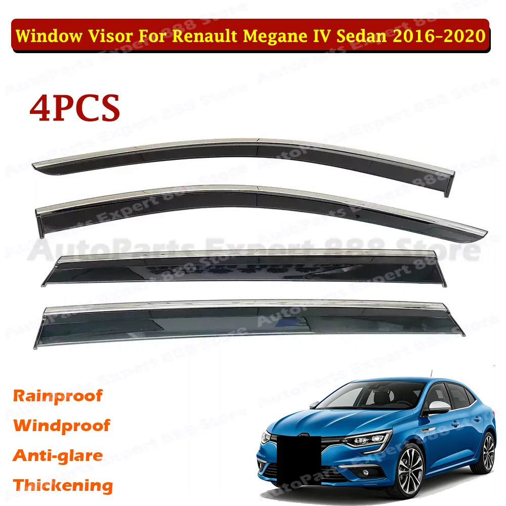 Modification Part Window Visor Wind Deflector Rain Guard No Drill Side Window Shield For Renault Megane IV Sedan 2016-2020