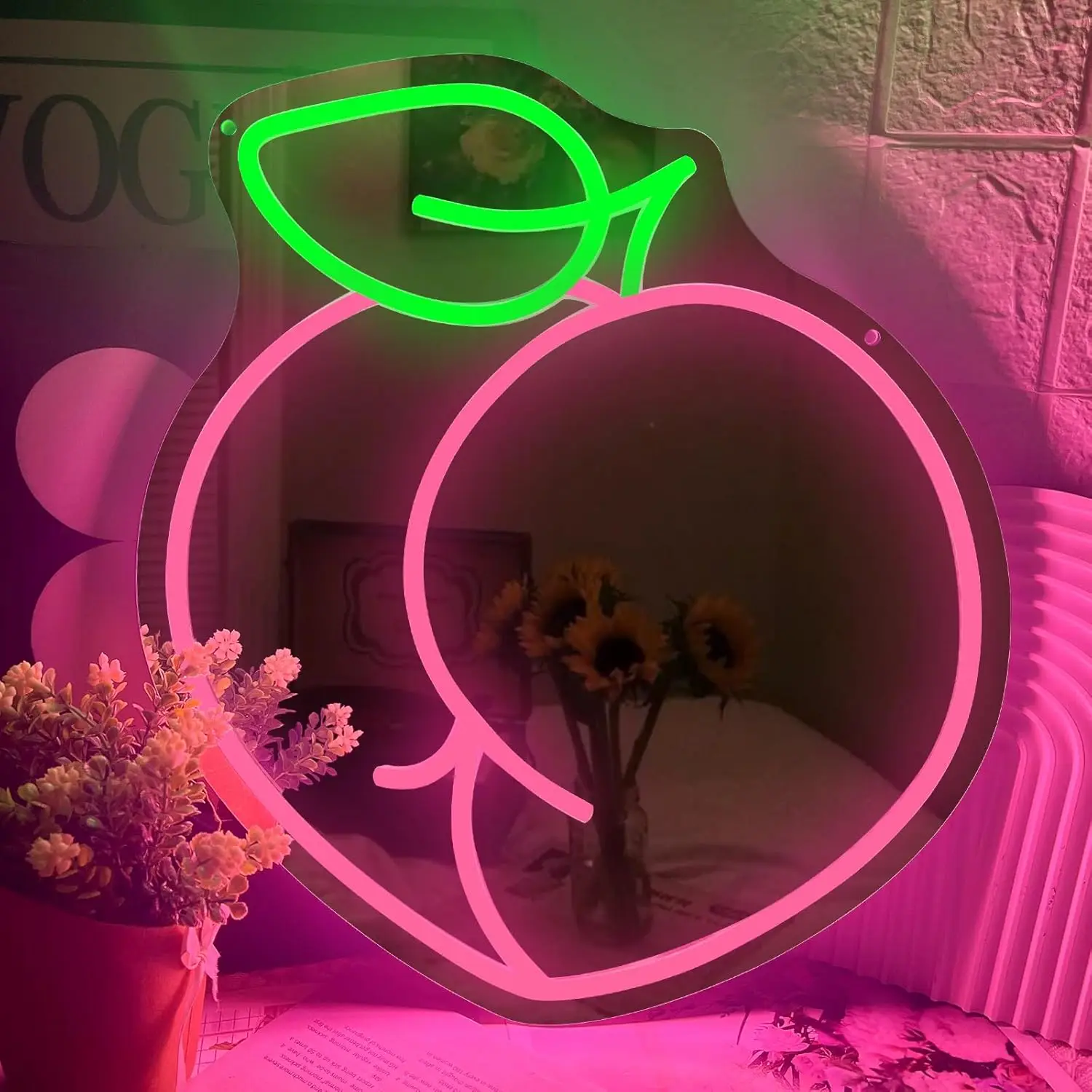 

Peach Butt Mirror Neon Sign USB Dimmable Neon Light for Bedroom Living Room Dressing Room Party Decoration Gift