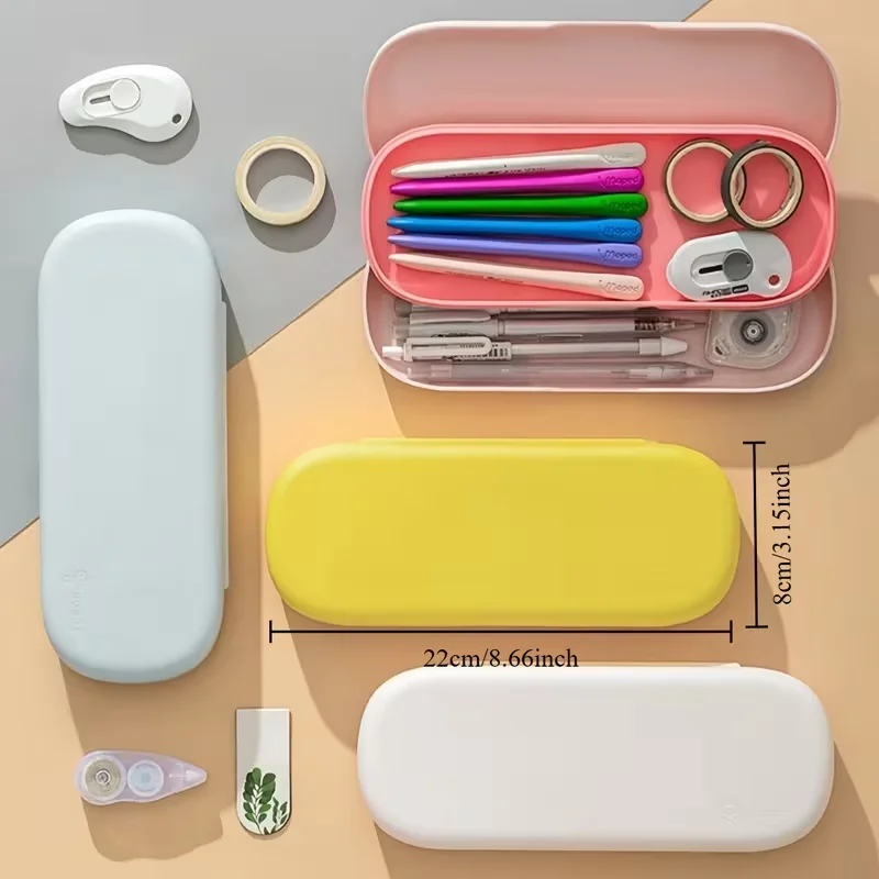1Pcs Custom Name Pencil Case, Double-Layer Multifunctional Plastic Pencil Case for Elementary School Students, Macaron Color Pencil Case, Large Capacity New Convenient Pencil Case, Multifunctional Simple Pencil Case wi