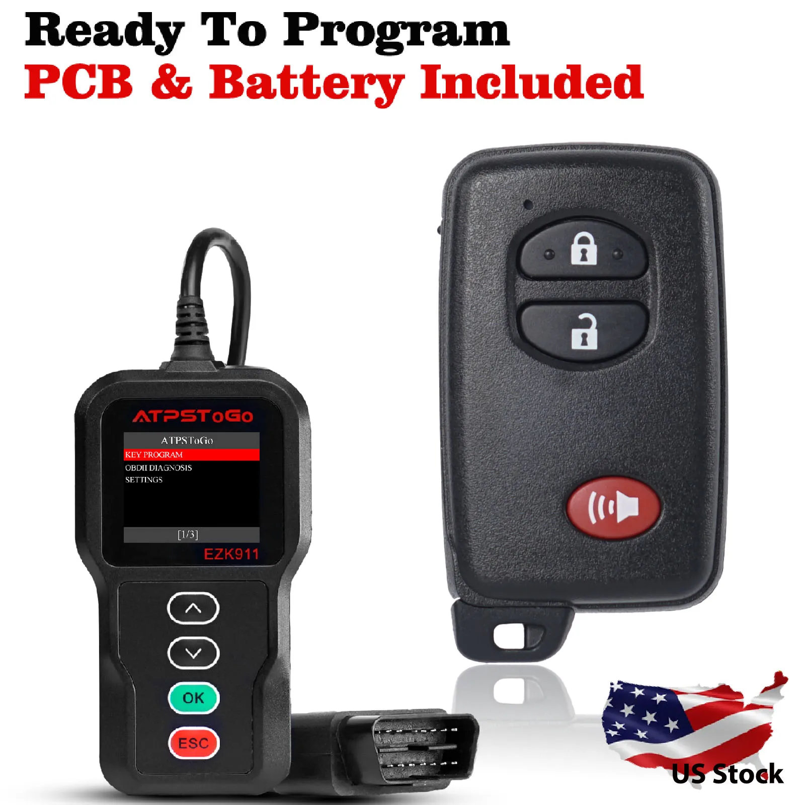 

Programmable Keyfob Replacement Keys DIY Program Kit for 2010-2015 Toyota Prius Venza 4Runner Smart Remote HYQ14ACX 271451-5290