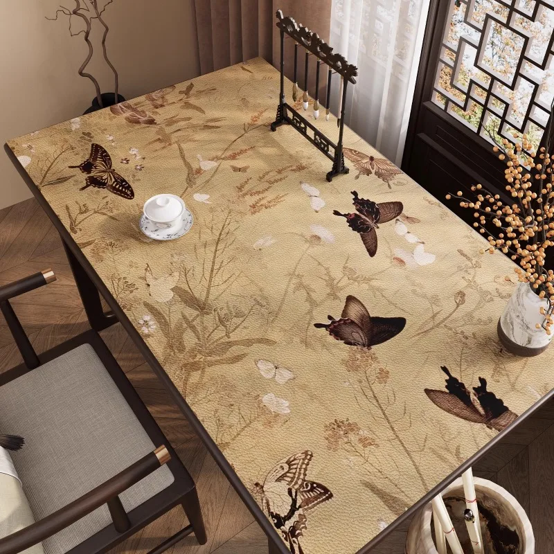 Waterproof and oil resistant dining table mat, washable, leather dining table mat, heat-resistant living room tablecloth