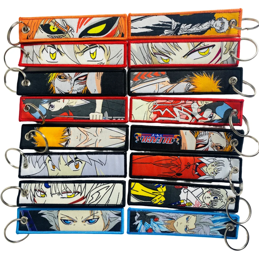 Stickerei coole Schlüssel bund Motorräder Autos Chaveiro Anime Manga Serie Abzeichen halter USB Anhänger tragbare Schlüssel Lanyard Zubehör