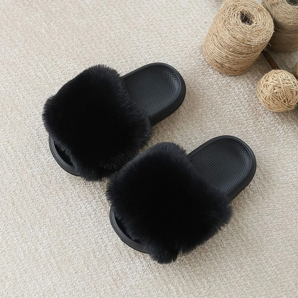 Plush House  Kids Slippers Soft Sole Non-slip Children's Slipper Winter Warm Boy Flip-Flops Indoor Home Fluffy Girls' Shoes view 4