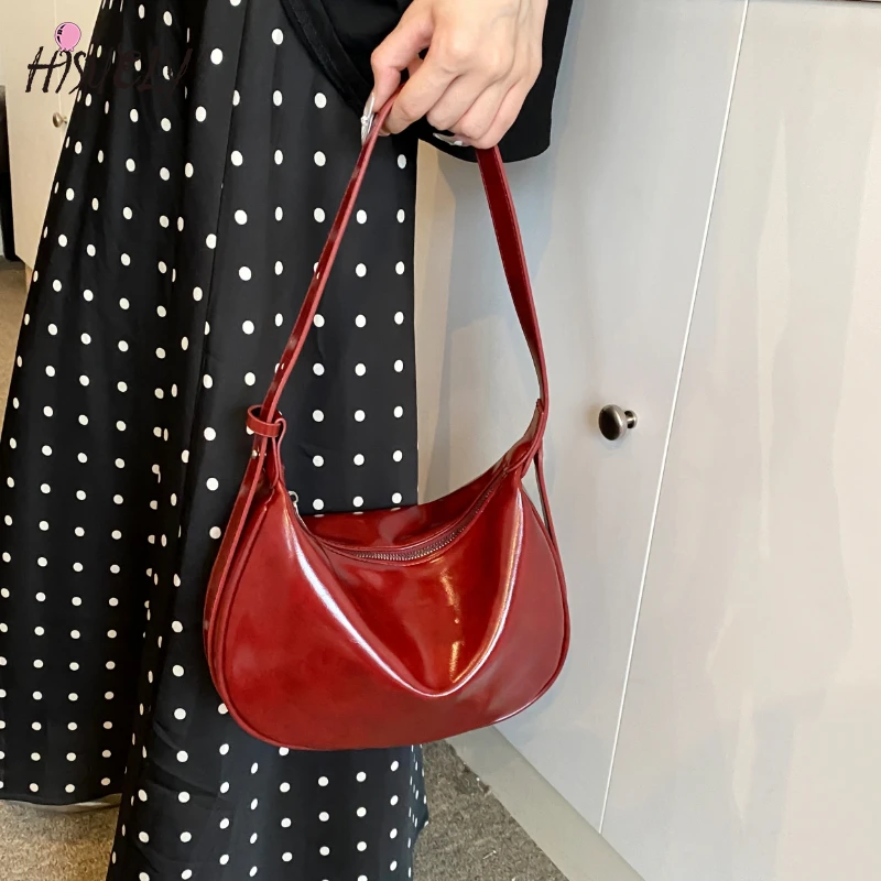 

Retro Solid Color PU Leather Shoulder Underarm Bag Women's New Fashion Handbags Casual Hobos Purses and Handbag Ladies Hand Bags