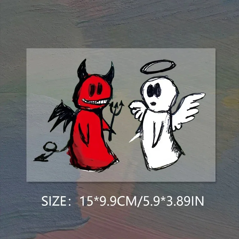 1/3Pcs Car Stickers With Angel And Demon Hand Drawn Style Cartoon Motorcycle Electric Vehicle Waterproof Stickers