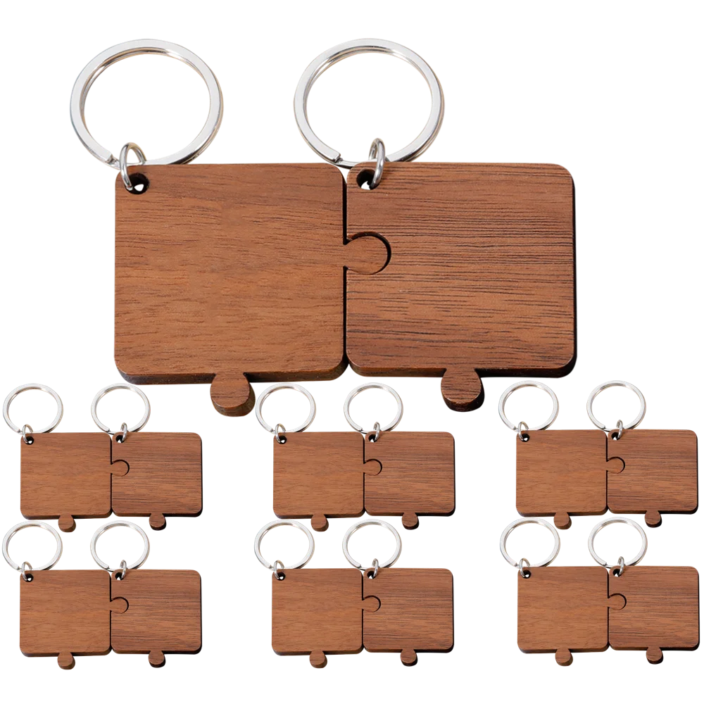 20 pairs Blank Wooden Puzzle Keychain Wood DIY Keychains Custom Wooden Keychain Valentines Day Gift for Girlfriend Keyring