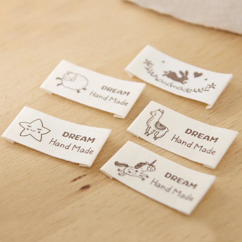 Spot pure cotton label hand-printed mark folding brown alpaca cotton sewing DIY clothing tags