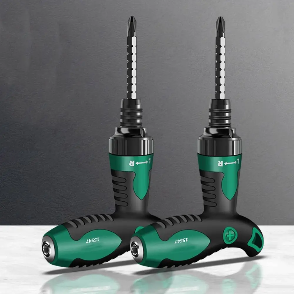 

Insulated Handle Ratchet Handle Screwdriver Set Adjustable Double Head Ratchet Screwdriver Bit T Handle Slotted