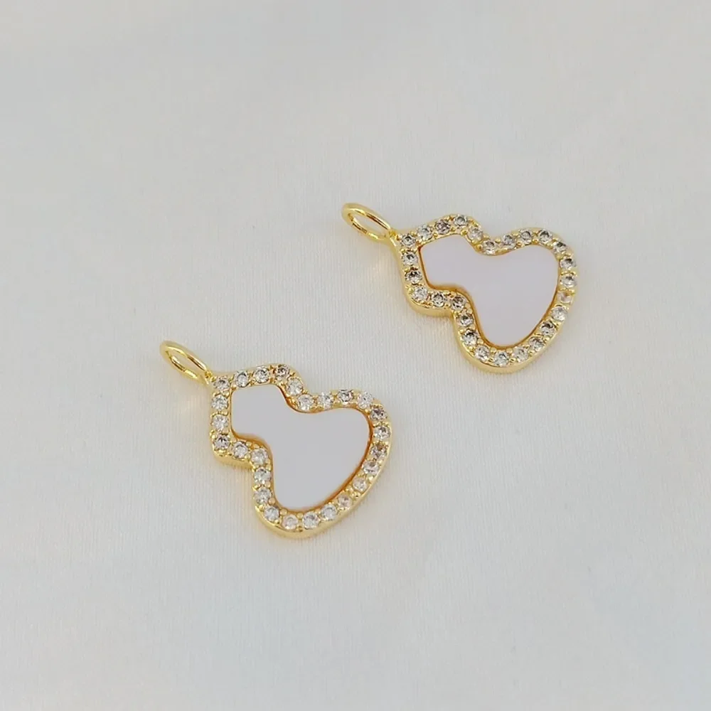 

14K Gold-plated, Zircon Inlaid, Shell Gourd Pendant, Bracelet, Necklace, Earrings, Pendant, DIY Handmade Jewelry