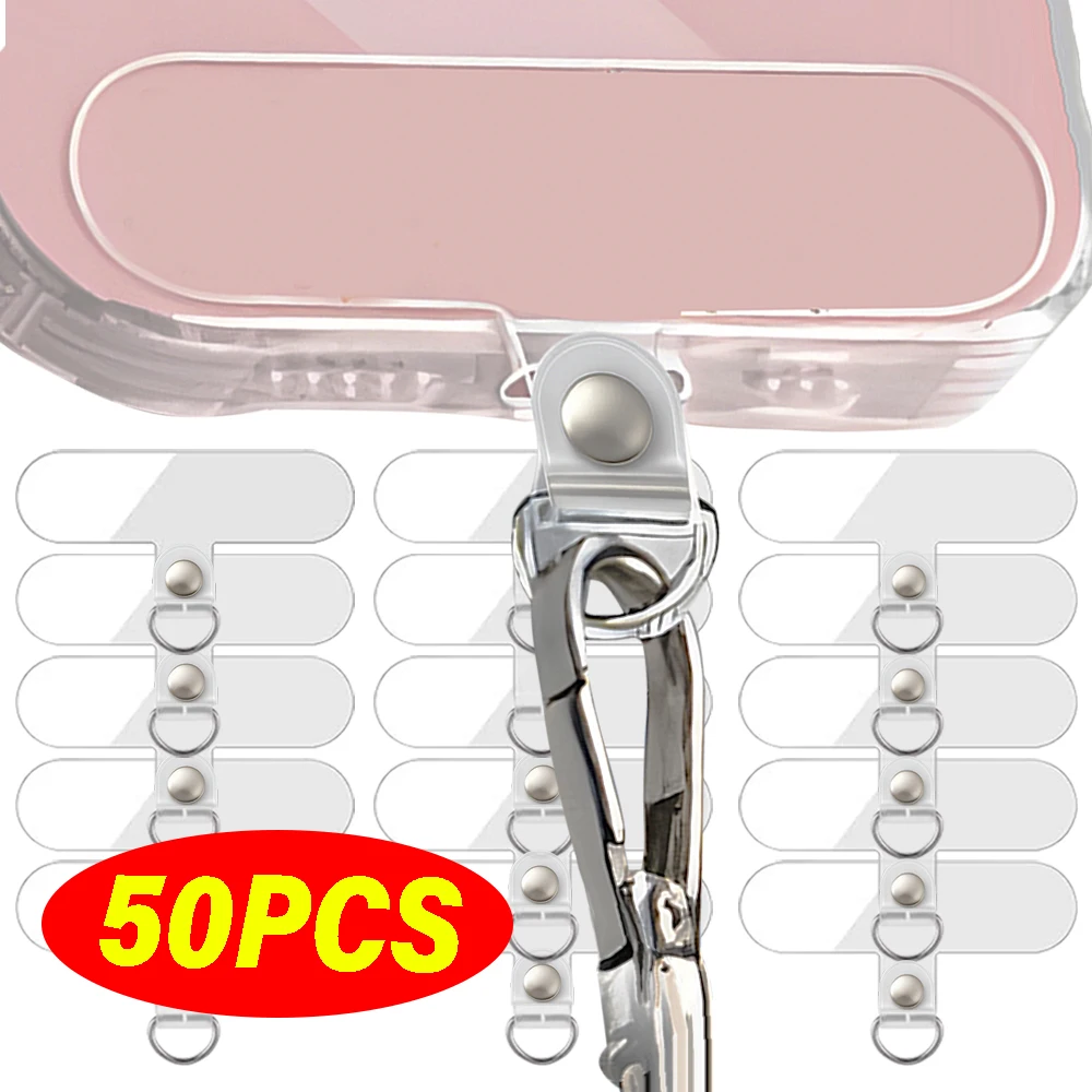 

50-1Pcs Transparent Universal Detachable Patchs Tether Tabs Phone Lanyard Clips Card Wrist Cord Straps for Samsung Iphone Huawei
