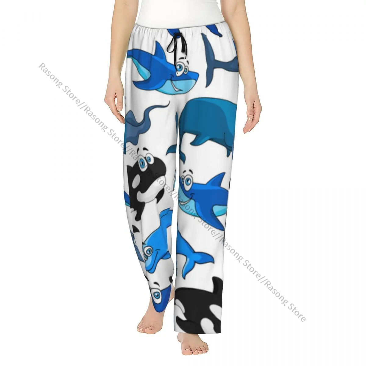 Women Lounge Pants Soft Marine Fish Dolphin Pajama Pants Sleepwear