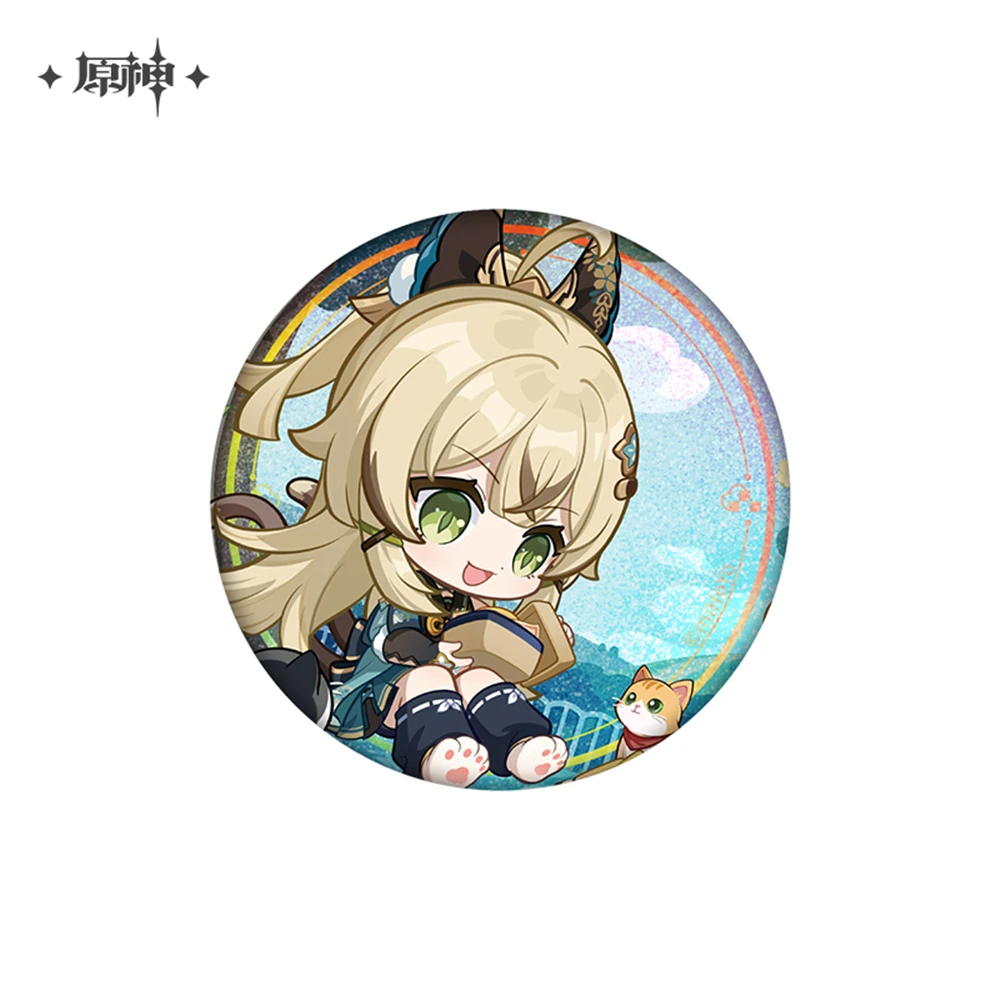 58 มม.เกม Genshin Impact Alhaitham Kirara Freminet Ganyu Kaeya คอสเพลย์เครื่องแต่งกาย Badge Pin SPTE Tinplate เข็มกลัด Prop