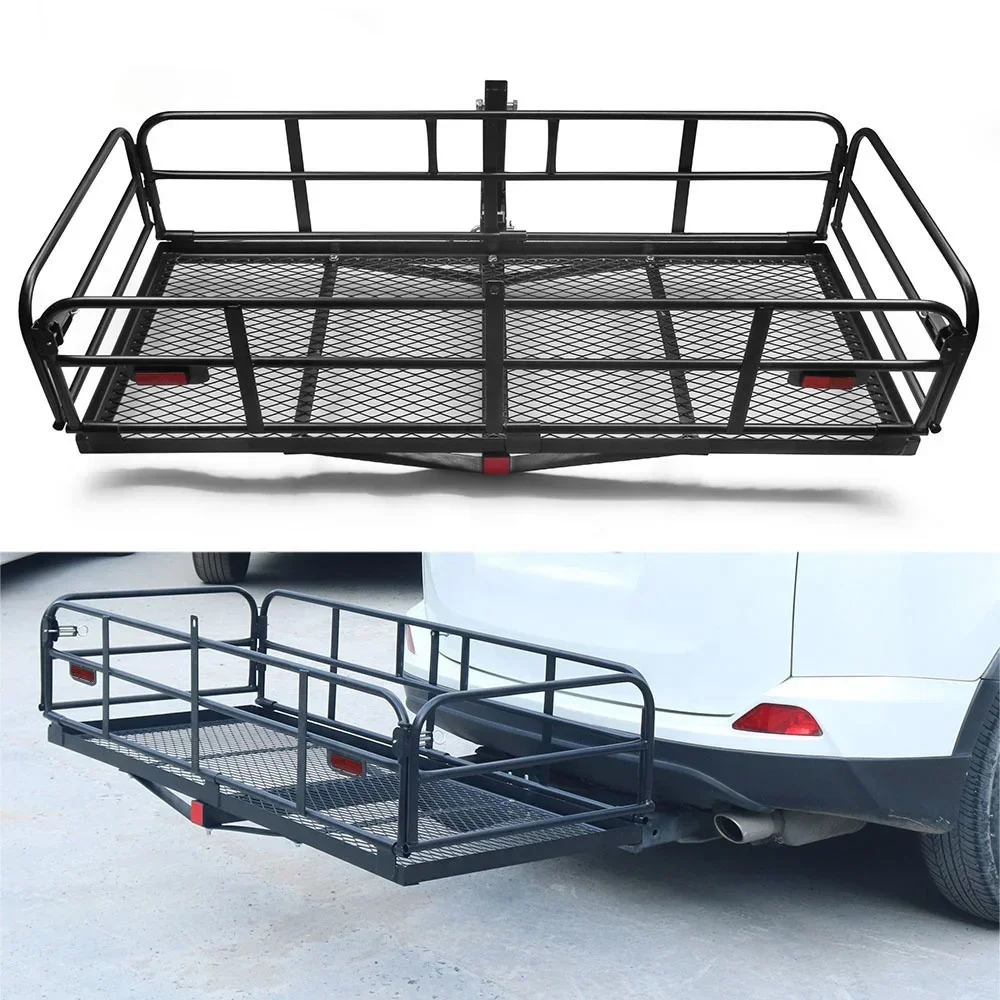 “/a 400 Lbs Heavy Duty Hitch Mount Cargo Carrier Folding  Rack Rear Luggage Basket Fits 2