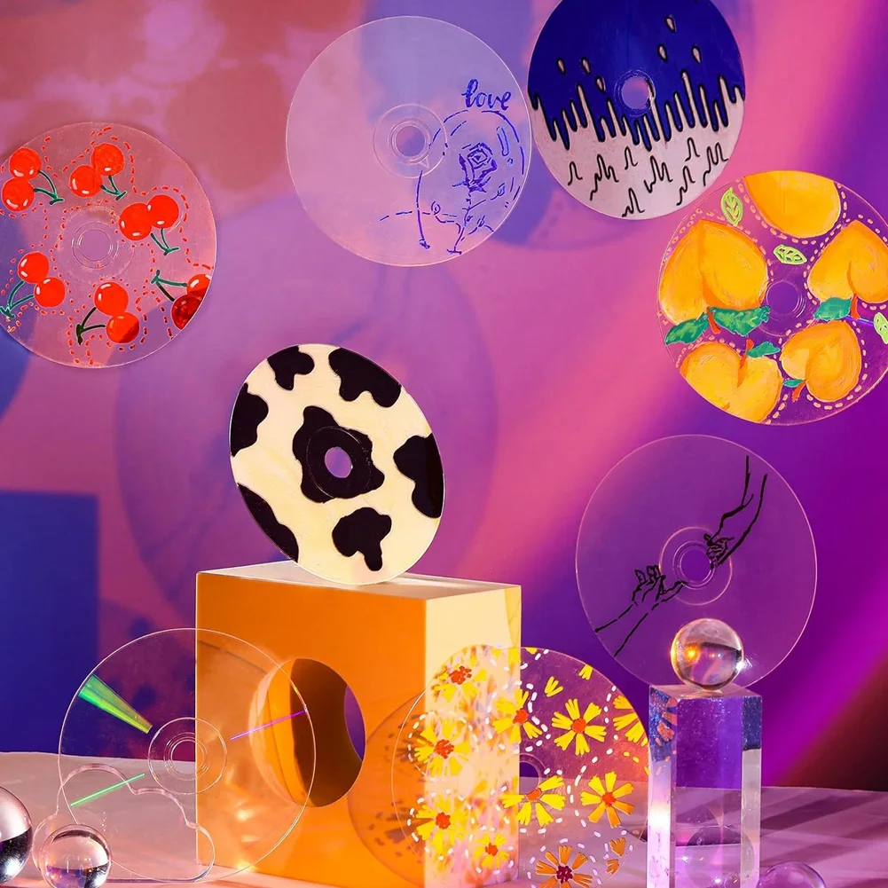 F-3C 80 Pieces Clear Cds For Painting 4.8Inch Blank Cds For Decoration DIY Aesthetic Wall Cd Room Decor Transparent Wall Cds