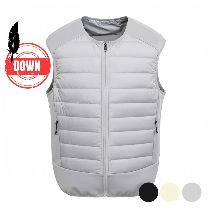 Men's Autumn and Winter 90% White Duck down Vest, Windproof and Warm Sleeveless Vest, Men's Inner Layer Jacket